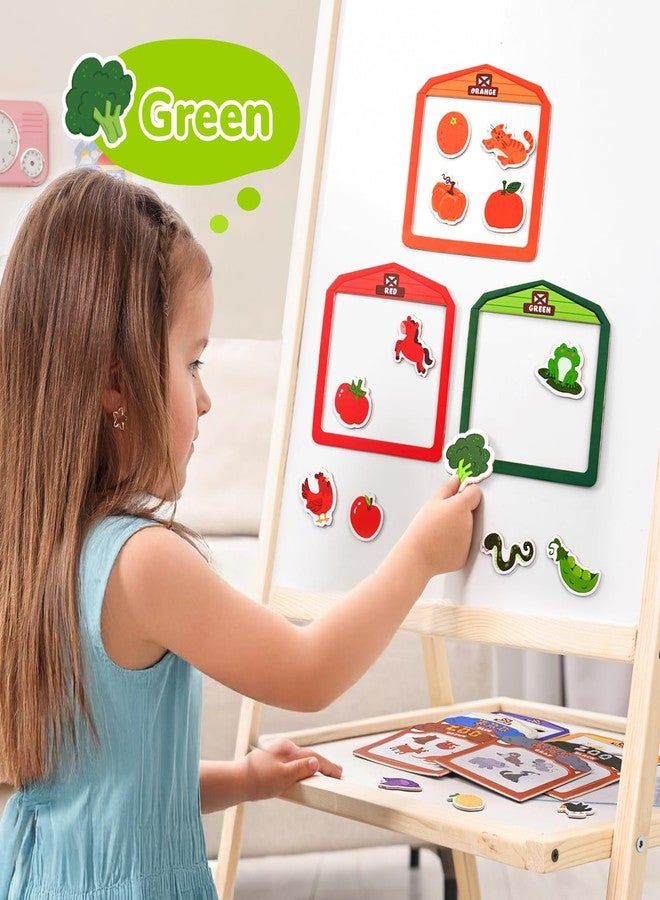 JoyCat Wooden Fridge Magnets for Toddlers, 50PCS Magnetic Color Sorting Refrigerator Toys, Farm & Zoo Animal Magnets for Kids, Baby Educational Learning Gifts for 2, 3, 4, 5 Year Olds - Image 3